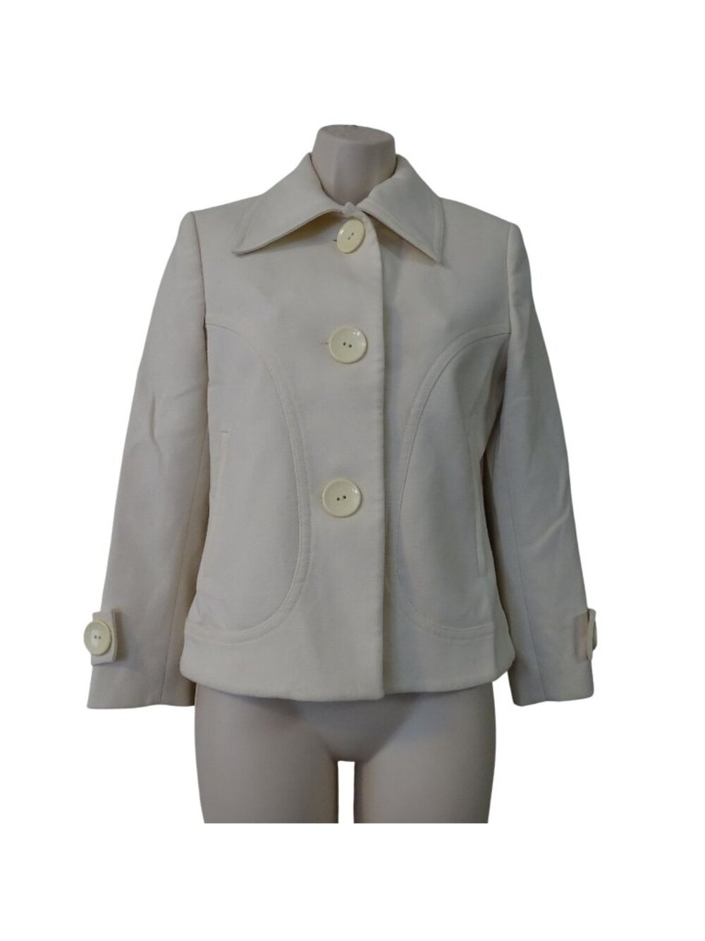 Mexx Beige Button Up Blazer Jacket Women Size 2 Classic Fitted Office Neutral